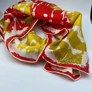 Vintage Vera Neumann long rectangular silk hand rolled scarf.